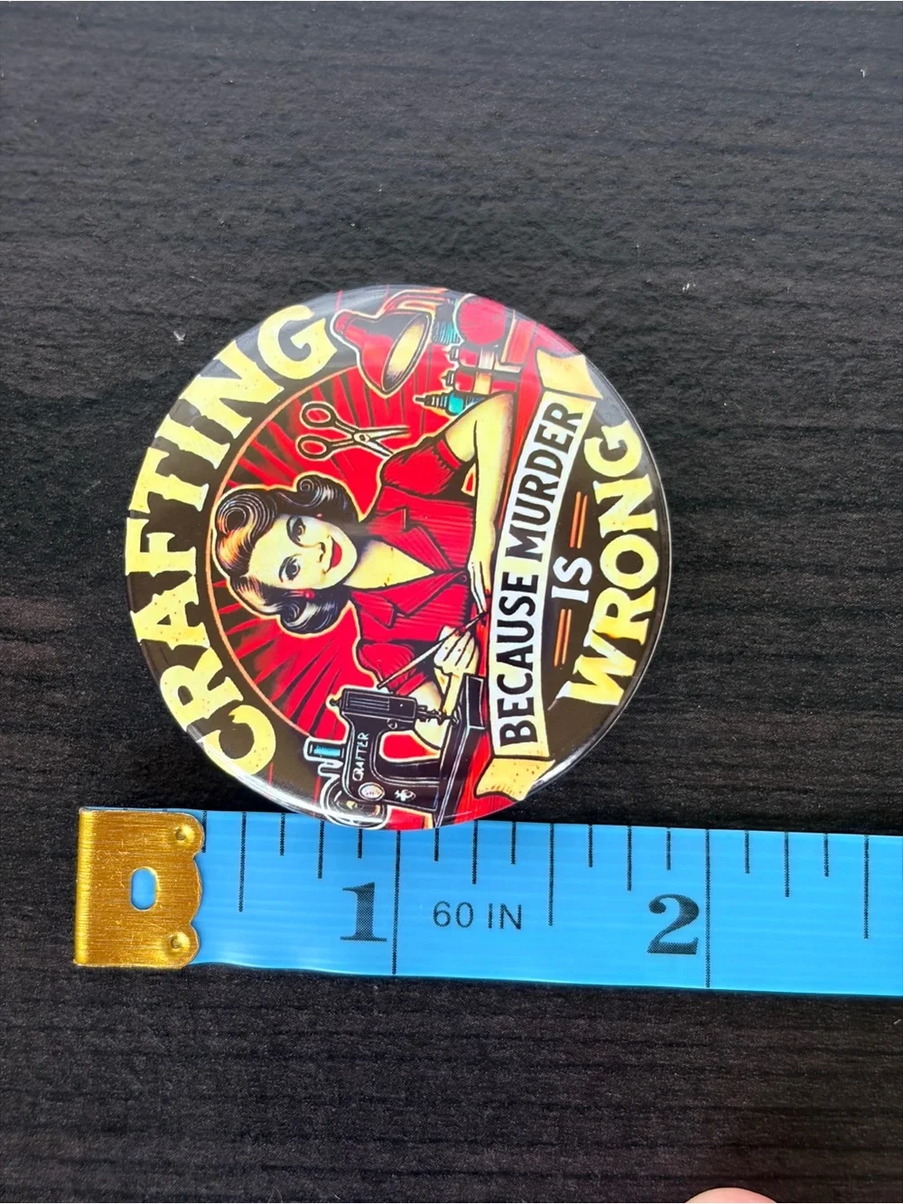 Novelty Pin Humor Crafting “Because Murder Is Wrong Retro Button Pin”